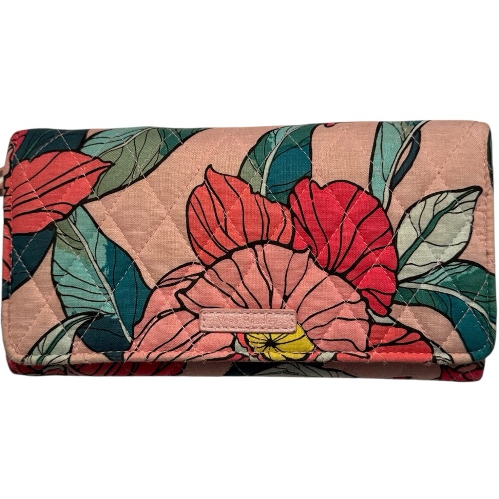 Vera Bradley Wristlet Wallet - Removable Strap + Zip-Around | Pink Floral - Picture 7 of 8